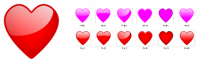Hearts 128x128px transparent PNG icons