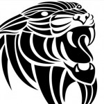 roaring lion in black