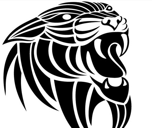 roaring lion in black