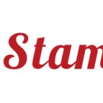 Stamplia text in red