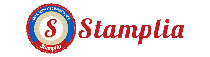Stamplia text in red