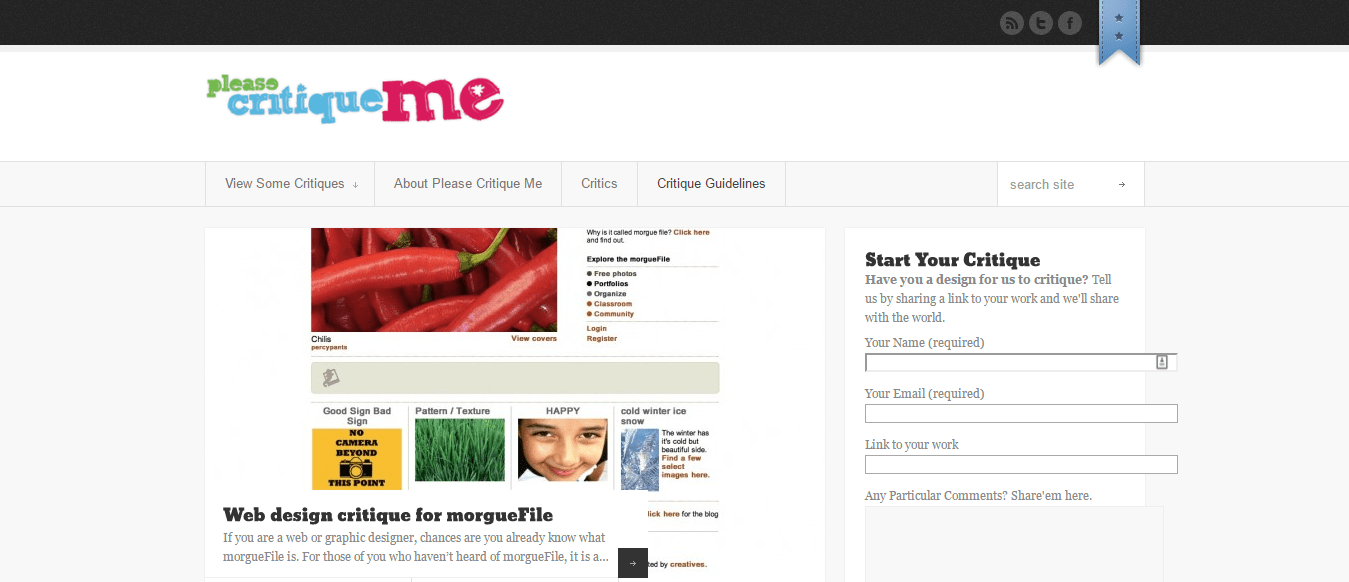 Please Critique Me Homepage