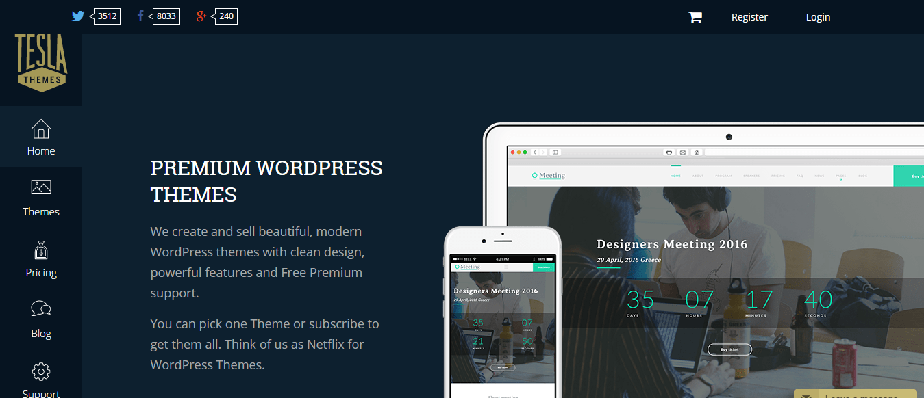 Tesla Themes homepage