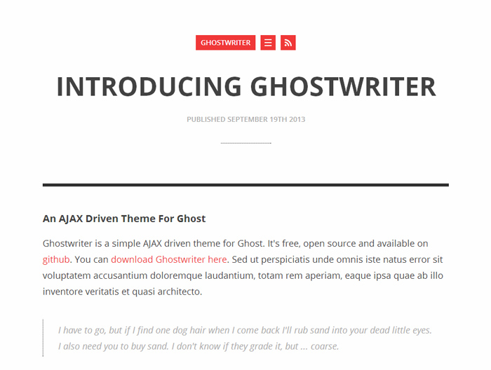 Ghostwritter Ghost Theme