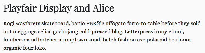 Playfair Display and Alice Type Free