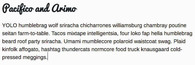 Pacifico and Arimo Typefaces Together