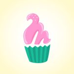Pink frosted cupcake design