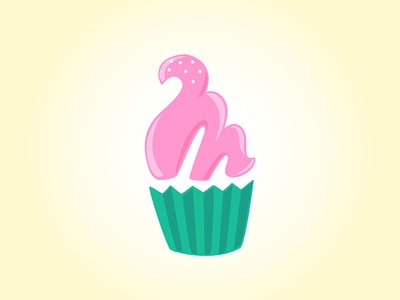 Pink frosted cupcake design