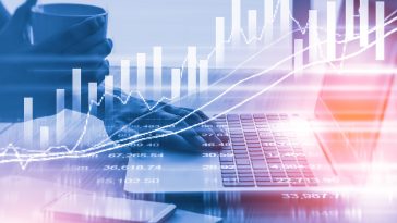 Stock market indicator and financial data view from LED. Double