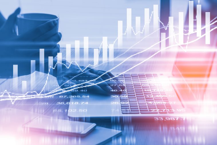 Stock market indicator and financial data view from LED. Double