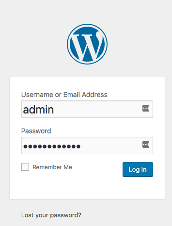Wordpress Login Screen Page