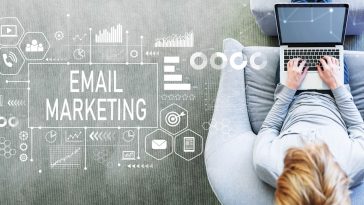 Email marketing with man using a laptop