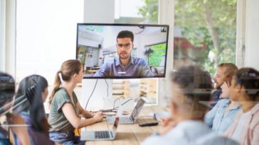 Business team in video conference meeting