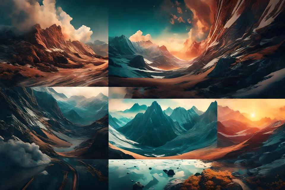 combination of typography, imagery, and color to represent the essence of visual storytelling
